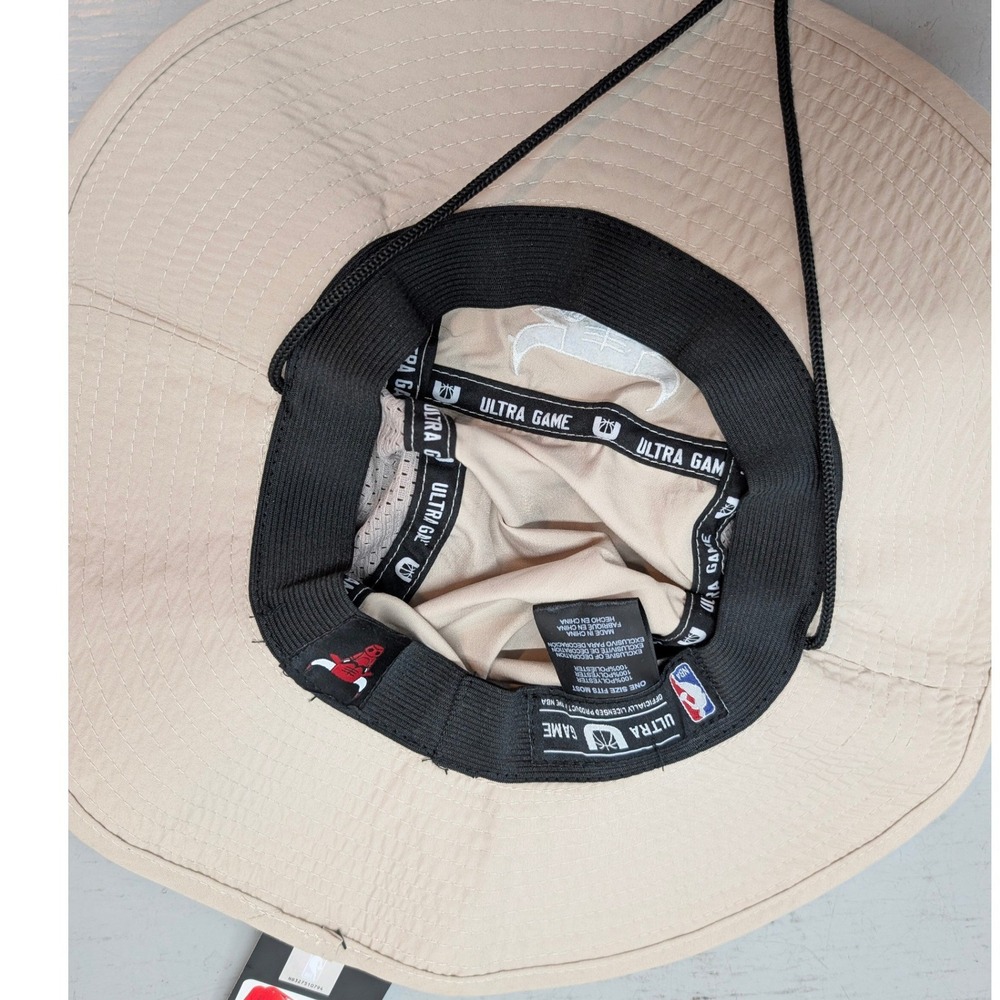 Ultra Game NBA Chicago Bulls Boonie Wide Brim Hat Khaki Tan Mesh Vented OSFM NEW - Picture 2 of 7